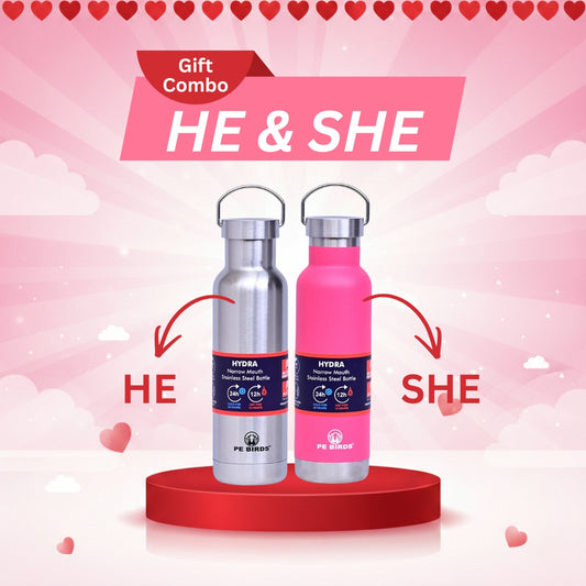 Hydra Steel Lid Steel + Pink (Couple Gift) - pebirds-peacocks