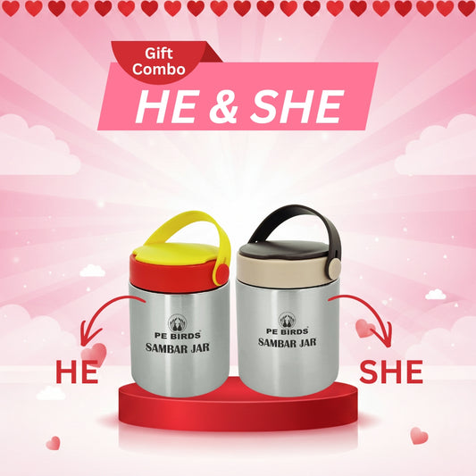 Espresso Sambar Jar Red + Beige (Couple Gift)