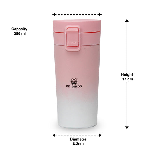 PE BIRDS Stainless Steel Sipper cum Food Jar | Travel Mug | Coffee Mug 380ml - pebirds-peacocks