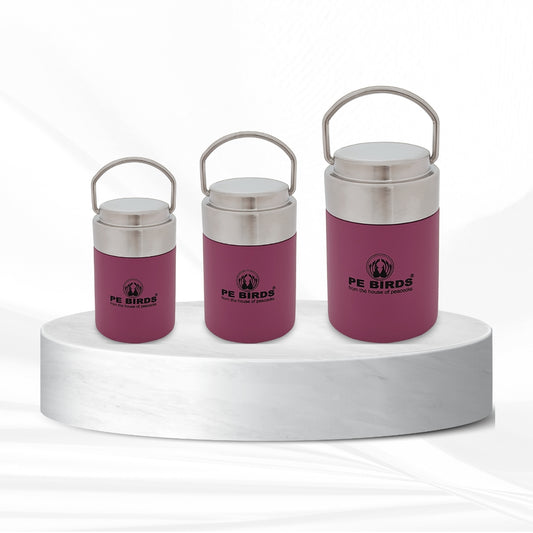 Pe Birds Flow Samabr Jar Set of 3 (180ml + 220ml + 300ml) Pink