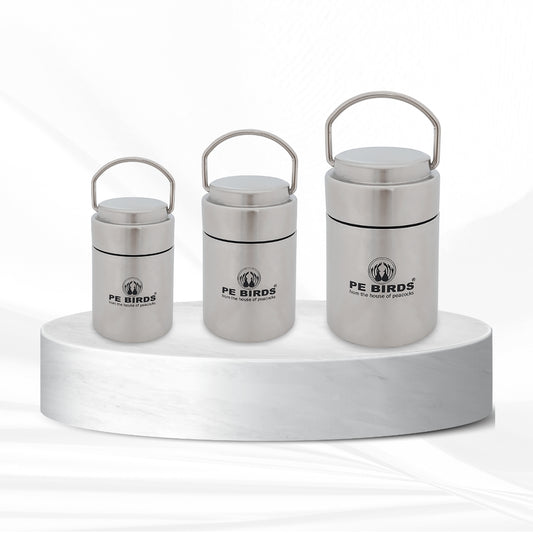 Pe Birds Flow Samabr Jar Set of 3 (180ml + 220ml + 300ml) Steel
