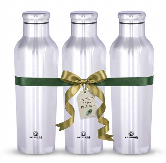 Pe Birds Stainless Steel Striker Water Bottle, 800 ml - BPA FREE (Pack of 3)