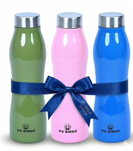 Pe Birds Zircon Stainless Steel Water Bottle 1000ml - BPA-Free (Pack of 3)
