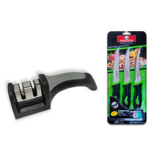 PEBIRDS Knife Sharpener Manual 3 Stage Knife Sharpener + 3pc combo kitchen Knife - pebirds-peacocks