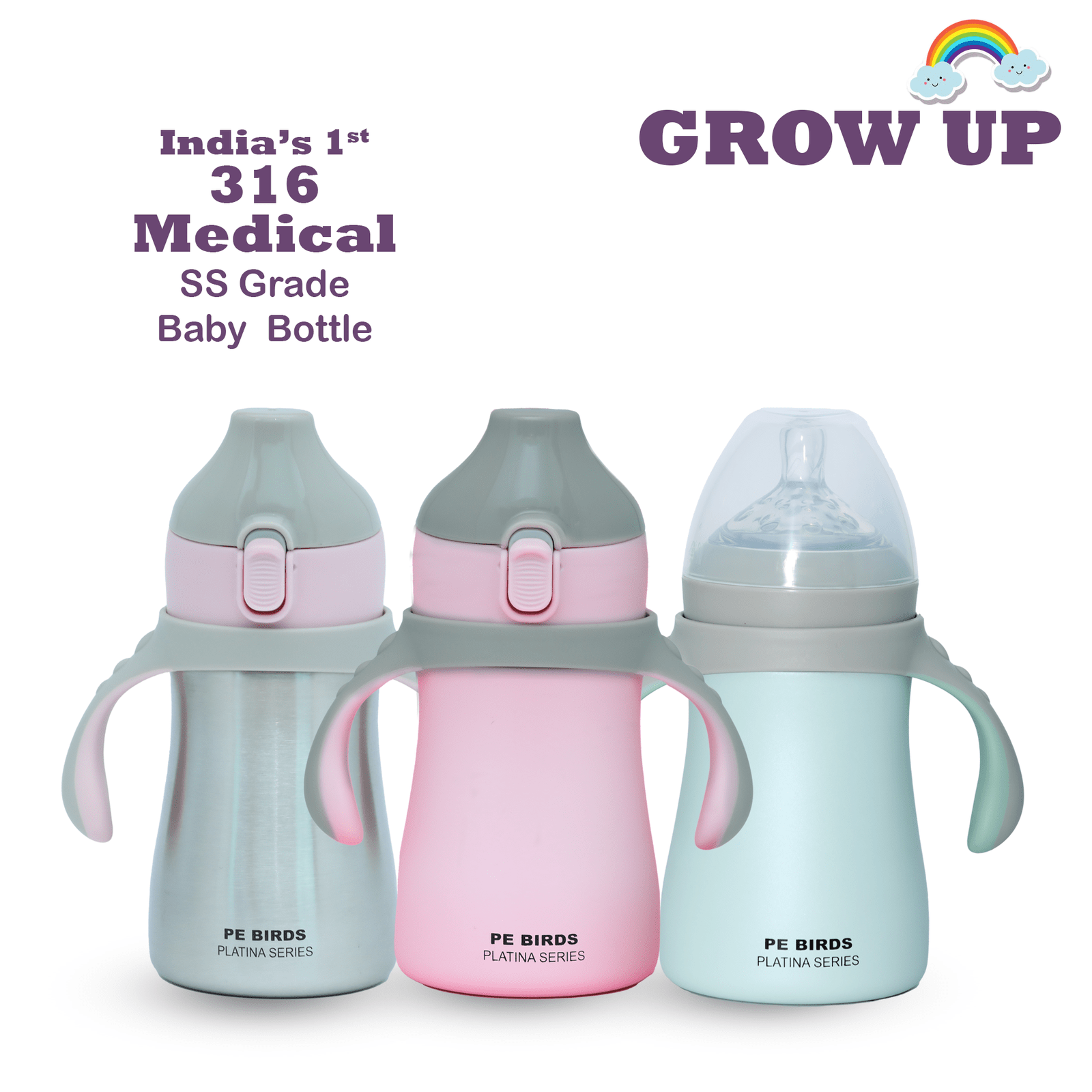 Stainless Steel Baby Milk Bottle, Vacuum-insulated Flask With