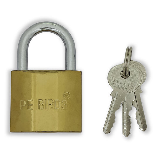 PeBirds Lock 38mm I 3 Keys I Padlock for Main Door I Gate Lock I Lock for Tool Box, Shutters, Shops & Offices I Corrosion Resistant Steel Shackle