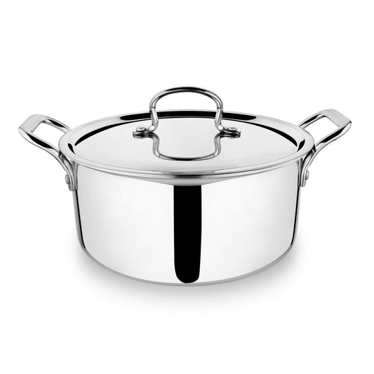 PEBIRDS Stainless Steel Casserole with Lid - Multiple Sizes Available (18-28cm)