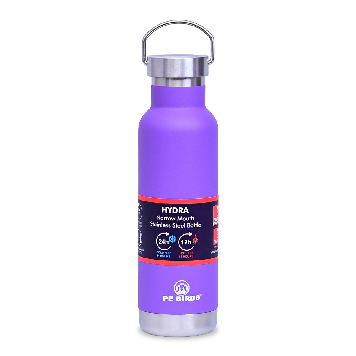 PE BIRDS Hydra Steel LID Stainless Steel flask 600 ml | Say No to plastic lid - pebirds-peacocks
