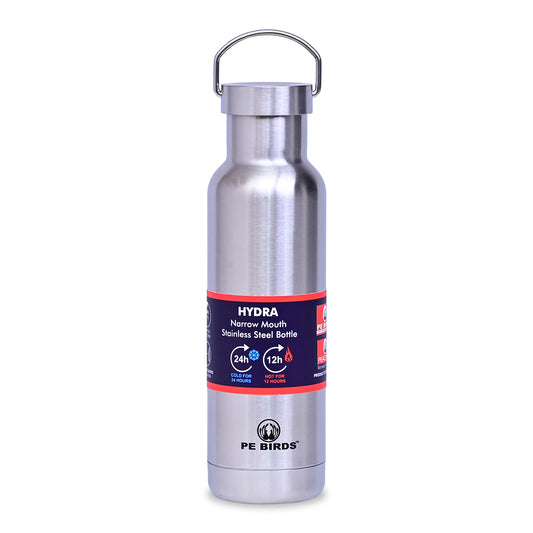 PE BIRDS Hydra Steel LID Stainless Steel flask 600 ml | Say No to plastic lid - pebirds-peacocks