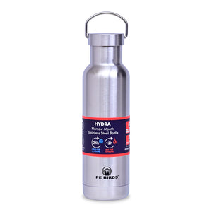 PE BIRDS Hydra Steel LID Stainless Steel flask 600 ml | Say No to plastic lid ( Free Name Engraving on flask)