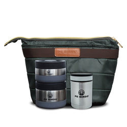 PeBirds Sambar Jar Nutri kit Lunch boxes 250ml Insulated food jar & 400ml & 300ml steel containers (the two containers are regular airtight,leakproof container)