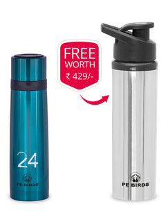 PE BIRDS Double Wall Stainless Steel Cosmo Vacuum Flask 500 ml With Free Bellita