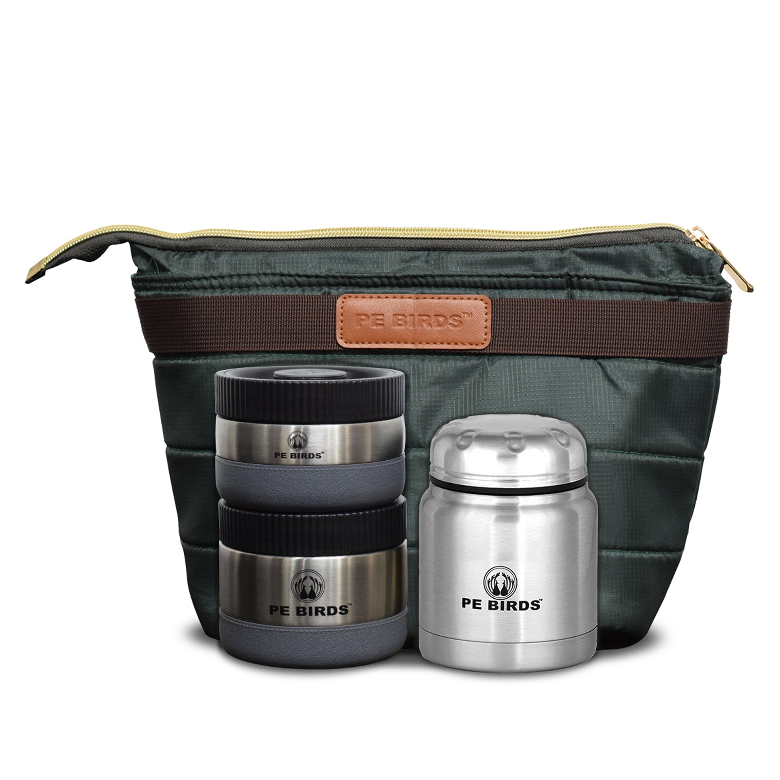 PeBirds Sambar Jar Nutri kit Lunch boxes 350ml Insulated food jar & 400ml & 300ml steel containers (the two containers are regular airtight,leakproof container) Pluto