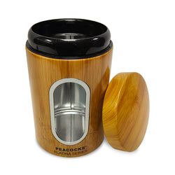 PE BIRDS Stainless steel Bamboo round Bamboo Storage Jar For Kitchen