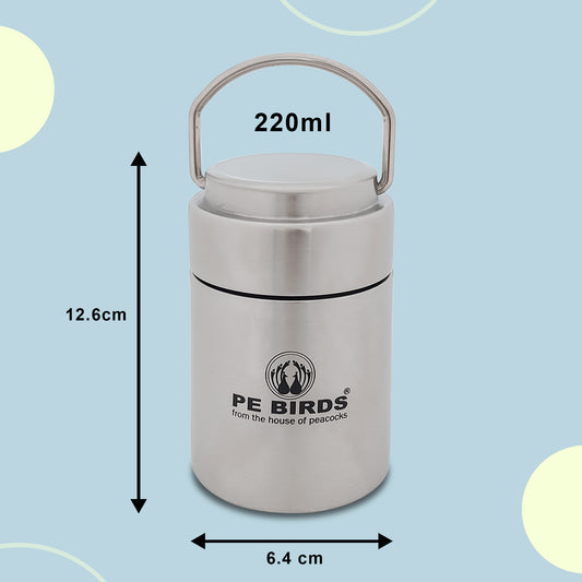 PEBIRDS Flow Insulated Food Jar, Sambar jar | Steel lid soup flask - pebirds-peacocks