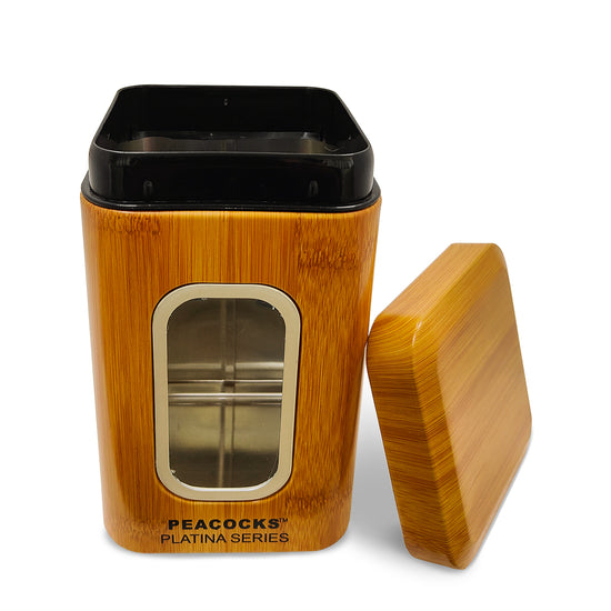 PE BIRDS Bamboo Square Bamboo Storage Jar For Kitchen