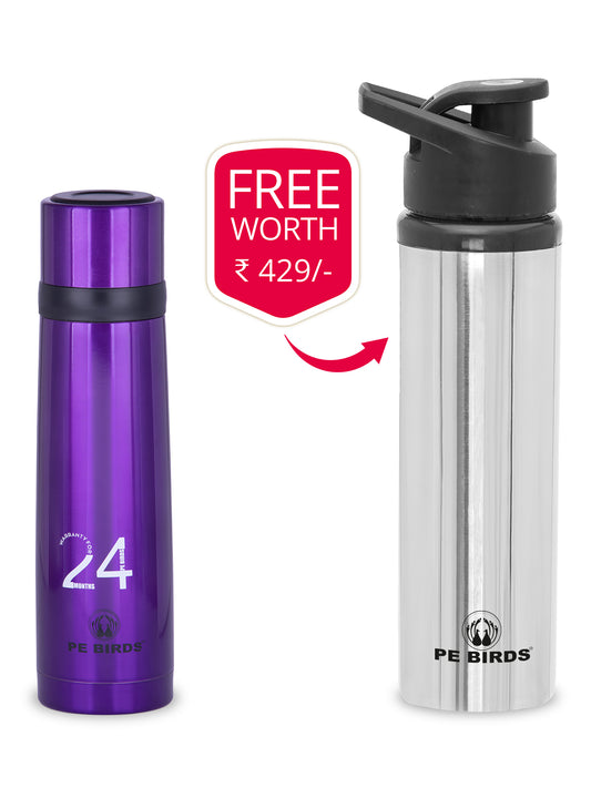 PE BIRDS Double Wall Stainless Steel Cosmo Vacuum Flask 500 ml - pebirds-peacocks