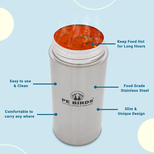 Pe Birds Fusion Insulated Food Jar, Sambar jar - pebirds-peacocks