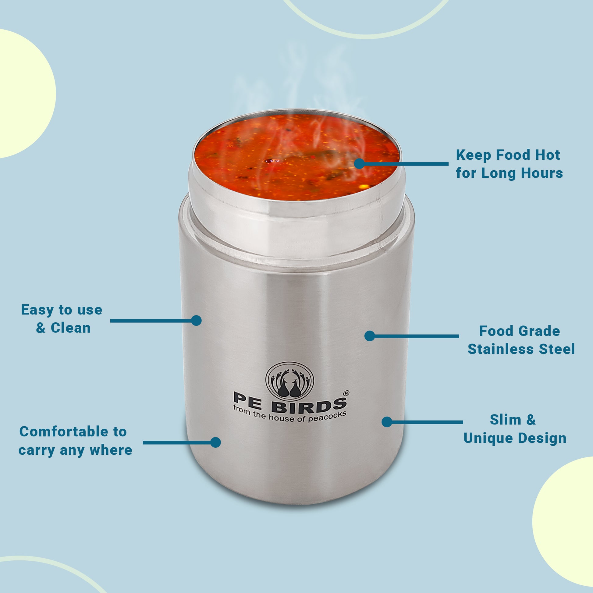 PEBIRDS Galaxy Sambar Jar, Insulated Food Jar