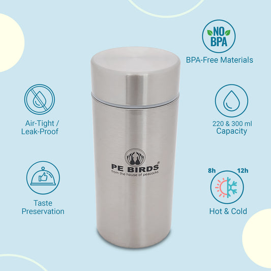 Pe Birds Fusion Insulated Food Jar, Sambar jar - pebirds-peacocks