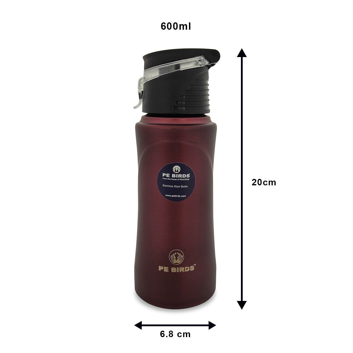 PE BIRDS Tiny Tot 600ml Stainless Steel Sipper Water Bottle - Leak-Proof, Durable & Stylish