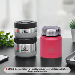 PeBirds Sambar Jar Nutri kit Lunch boxes 350ml Insulated food jar & 400ml & 300ml steel containers (the two containers are regular airtight,leakproof container) Pluto