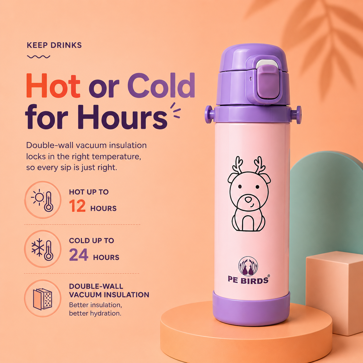 PE BIRDS Stainless Steel Ora Thermos Sipper for kids | Kids Flask