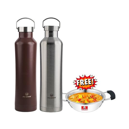 Pe Birds Hydra Flask with free Mini Kadai (1000ml+1000ml)