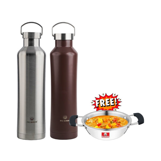 Pe Birds Hydra Flask with free Mini Kadai (1000ml+1000ml)