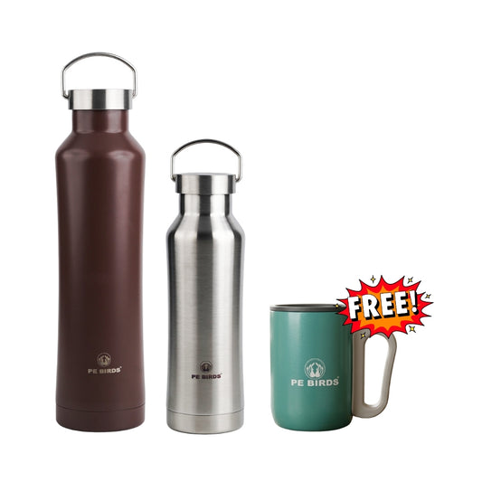 Pe Birds Hydra Flask with Free Coffee Mug (1000ml+500ml)