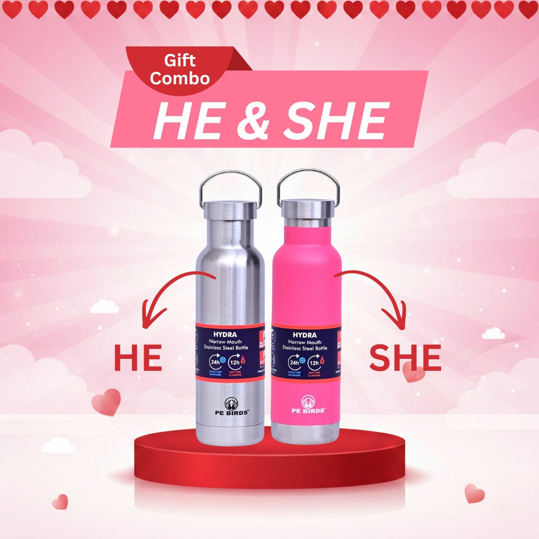 Hydra Steel Lid Steel + Pink (Couple Gift) - pebirds-peacocks