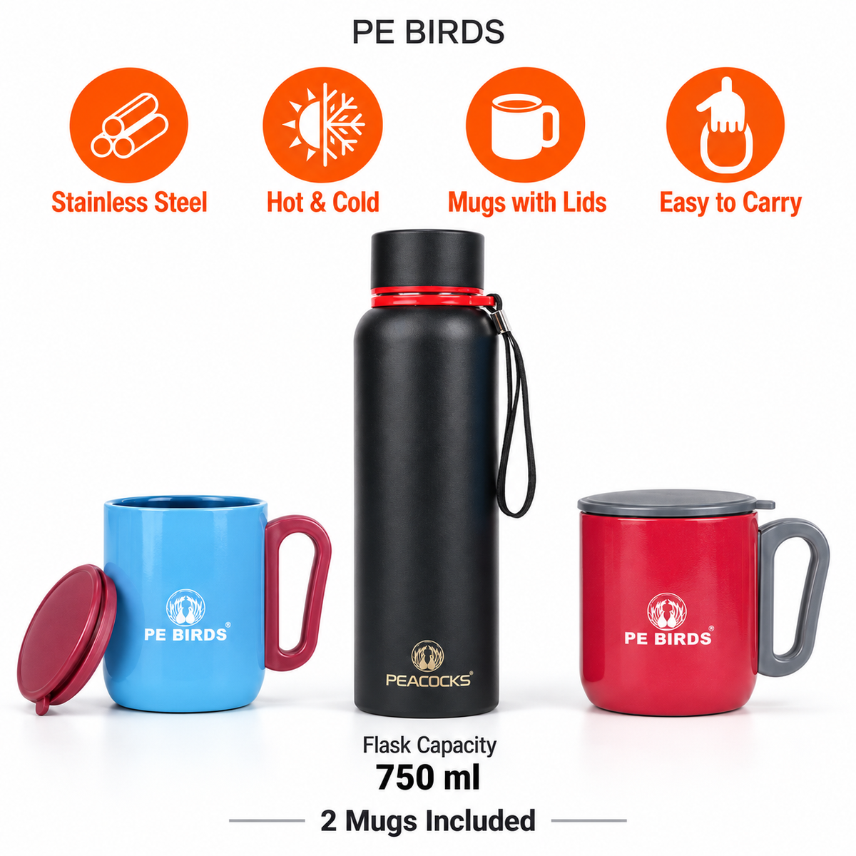 Ora Flask with 2 Coffee Mug Free