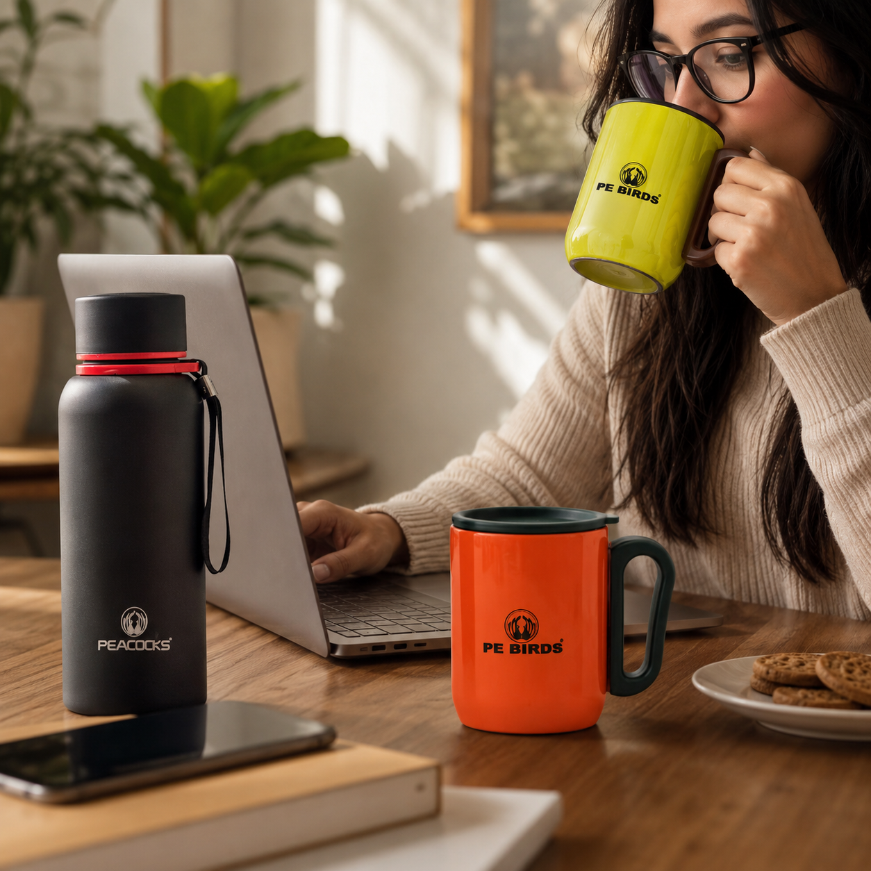 Ora Flask with 2 Coffee Mug Free