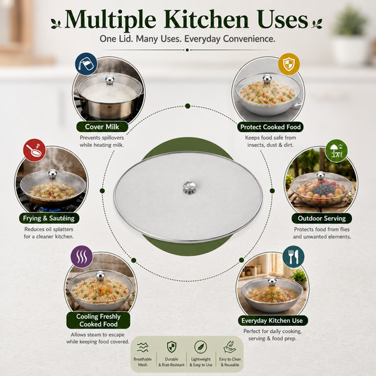 Stainless Steel Mesh Food Cover Lids Set of 6