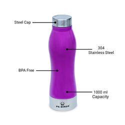 PEBirds Coral 1000ml Steel Water Bottle