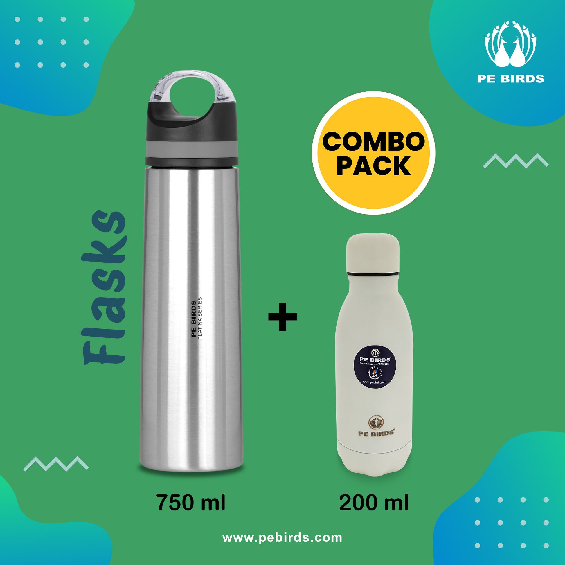 PE BIRDS Stainless Steel Crown Vacuum Flask Platina Series