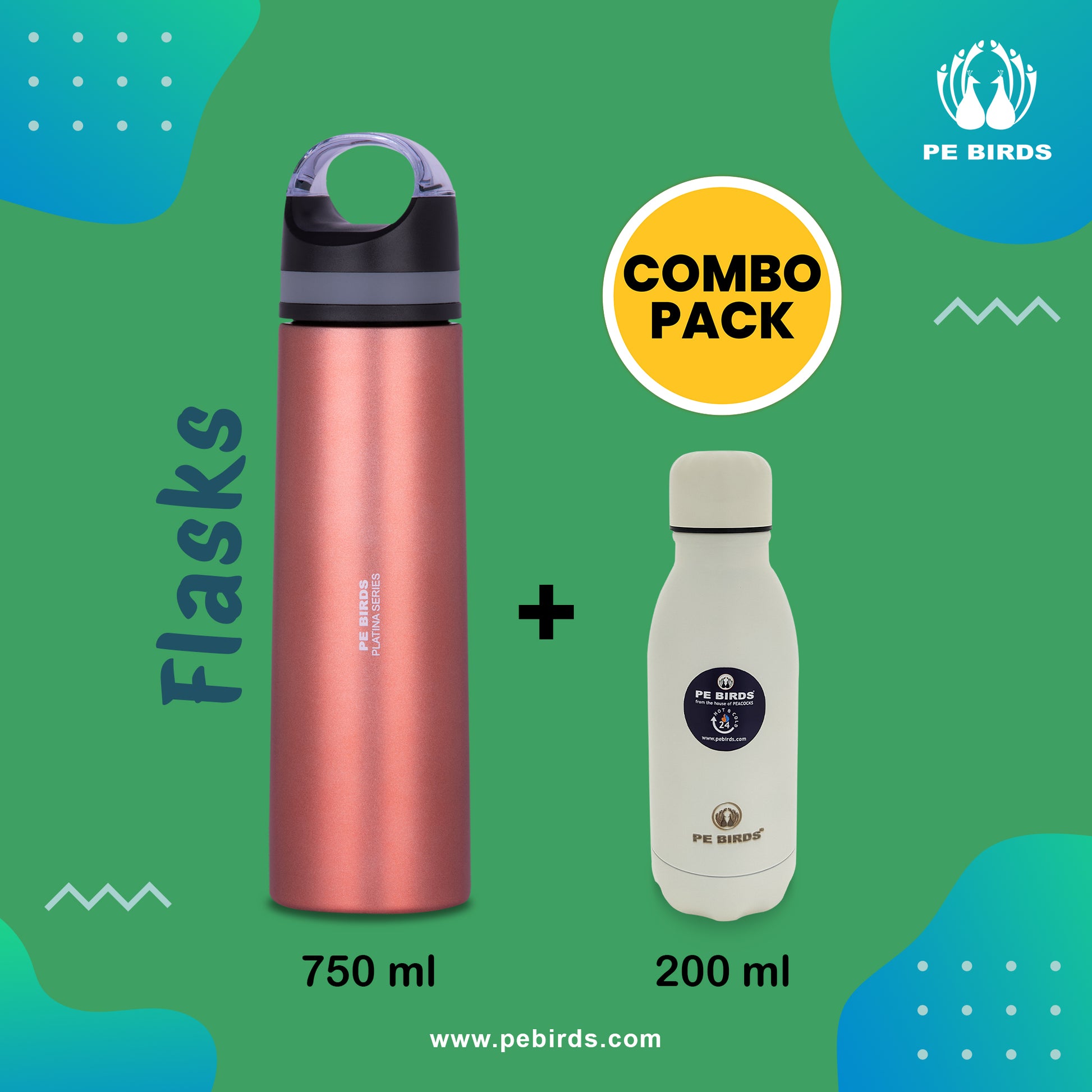 PE BIRDS Stainless Steel Crown Vacuum Flask Platina Series