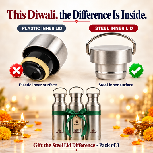 PE BIRDS Maxo Diwali Gift Box – Stainless Steel Water Bottles with Steel Lids | 3 × 750 ml