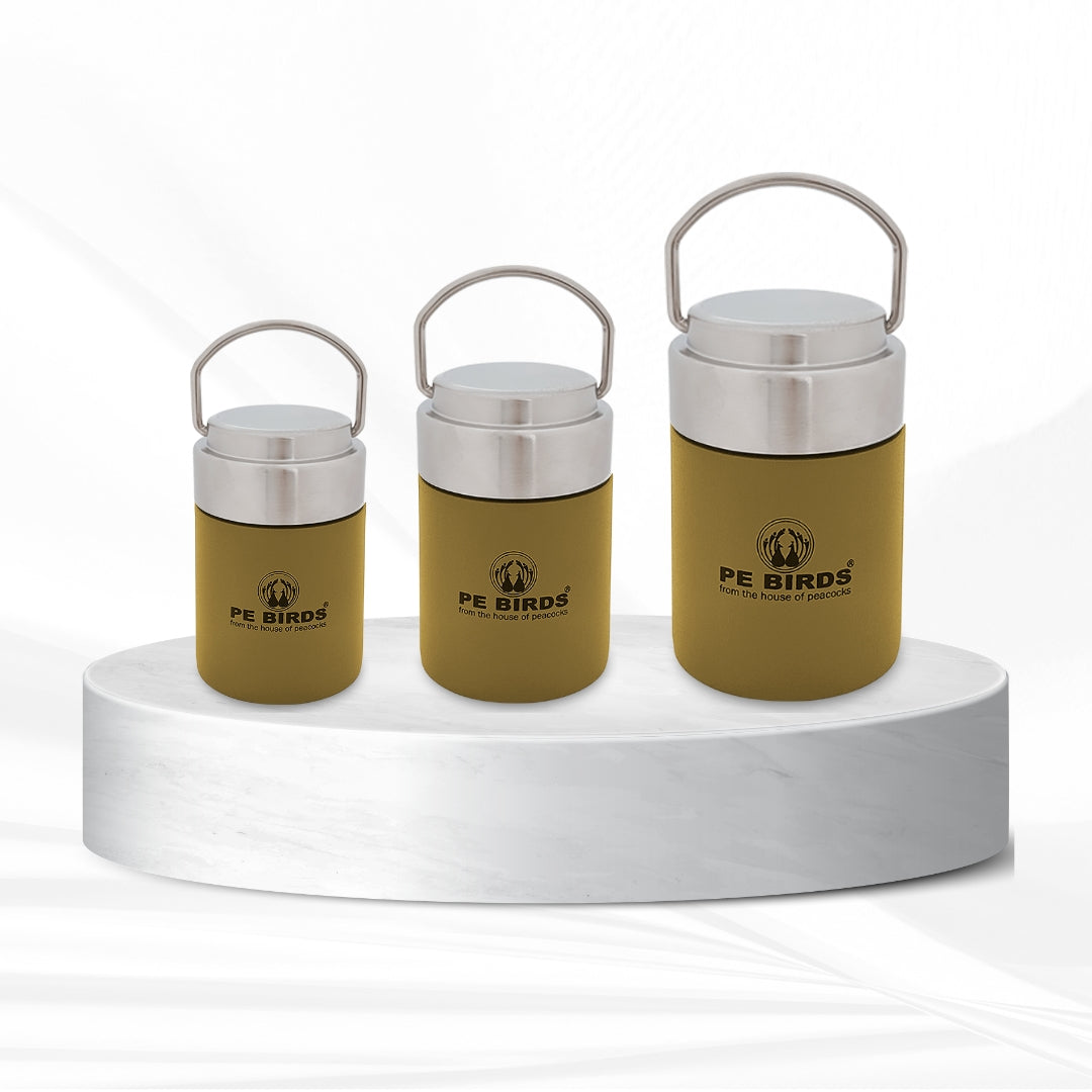 Pe Birds Flow Samabr Jar Set of 3 (180ml + 220ml + 300ml) Yellow
