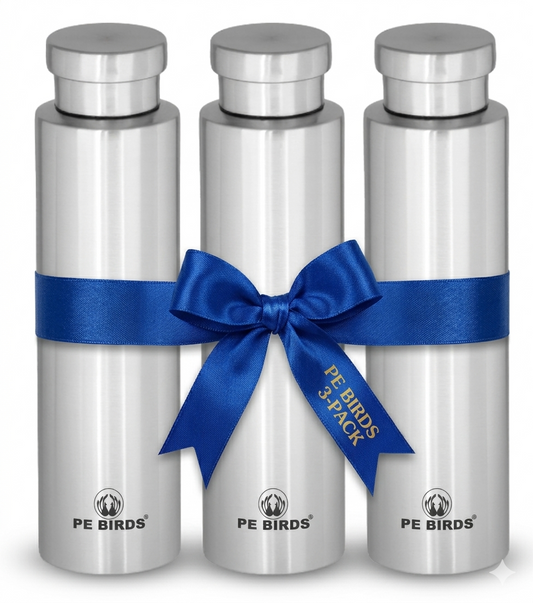 PE BIRDS Stainless Steel GEO Water Bottle 800ml (Pack of 3)