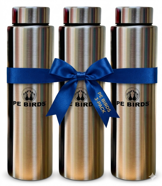 PE BIRDS Stainless Steel Sporty Water Bottle (Pack of 3)