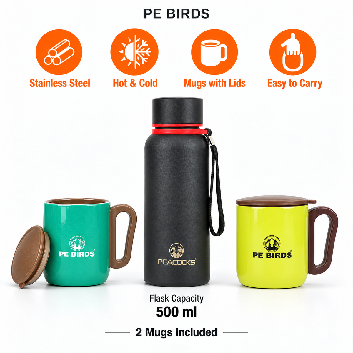 Ora Flask with 2 Coffee Mug Free