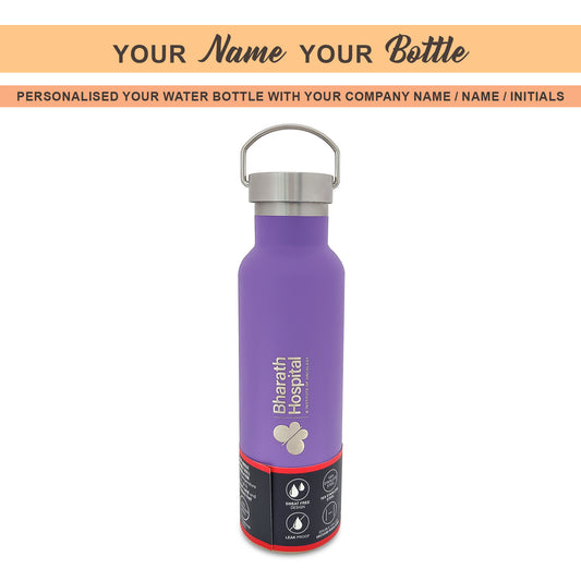 PE BIRDS Hydra Steel LID Stainless Steel flask 600 ml | Say No to plastic lid ( Free Name Engraving on flask)