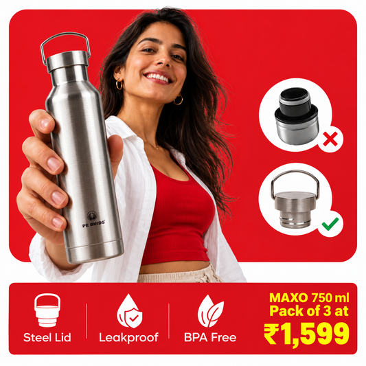 PE BIRDS Maxo Diwali Gift Box – Stainless Steel Water Bottles with Steel Lids | 3 × 750 ml