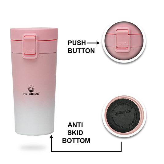 PE BIRDS Stainless Steel Sipper cum Food Jar | Travel Mug |  Coffee Mug 380ml - pebirds-peacocks