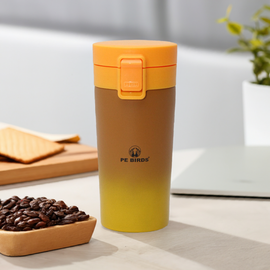 PE BIRDS Stainless Steel Sipper cum Food Jar | Travel Mug |  Coffee Mug 380ml - pebirds-peacocks