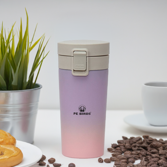 PE BIRDS Stainless Steel Sipper cum Food Jar | Travel Mug |  Coffee Mug 380ml - pebirds-peacocks