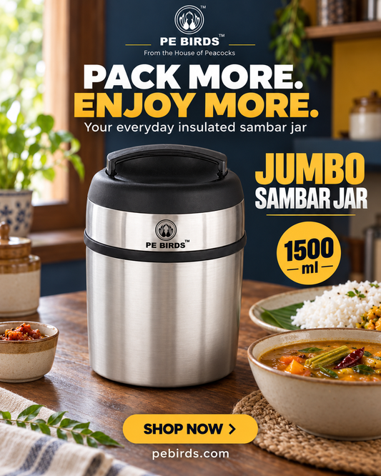 PE BIRDS Jumbo Sambar Jar 1500 ml  with 2  Food Grade Microvan Containers