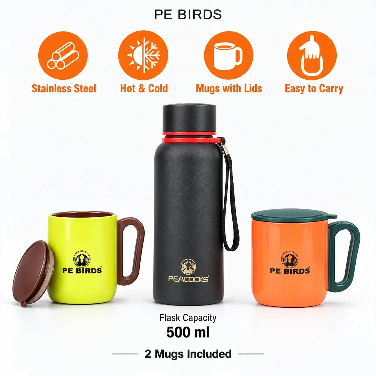 Ora Flask with 2 Coffee Mug Free