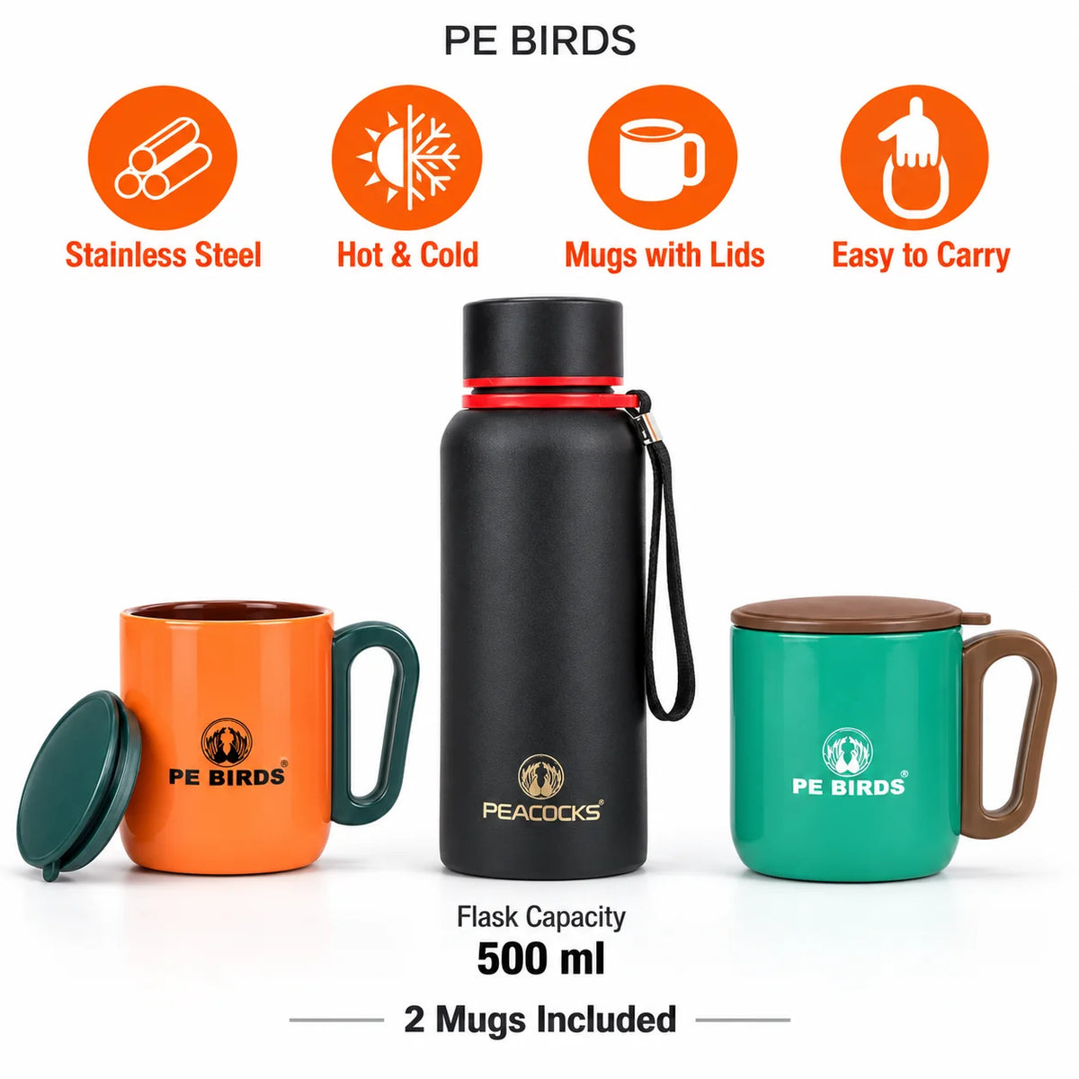 Ora Flask with 2 Coffee Mug Free